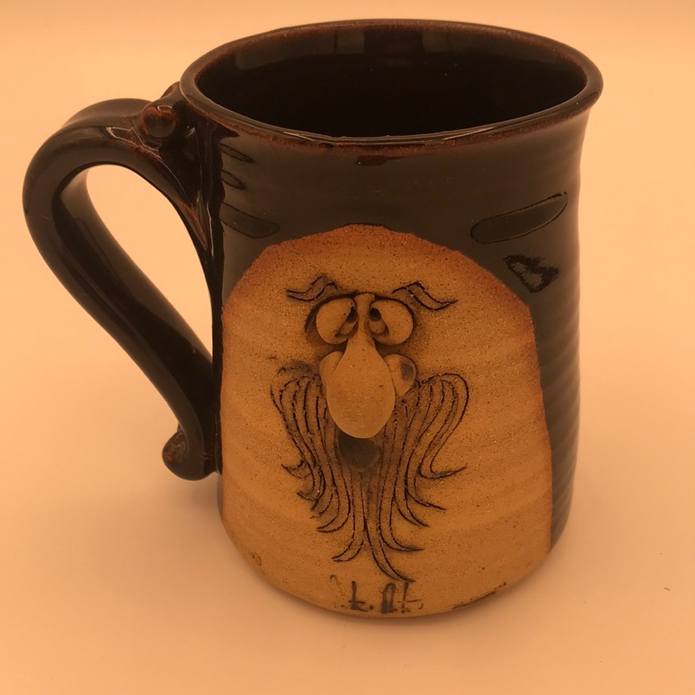 Vintage 1970s Peter Petrie‎ Ugly Face Ceramic Pottery Mug